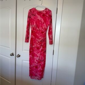 Elegant Pink Floral Women's Dress